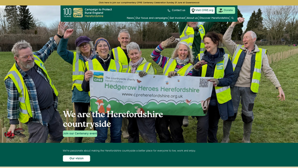Screenshot of the The Herefordshire Branch Of The Campaign To Protect Rural England website