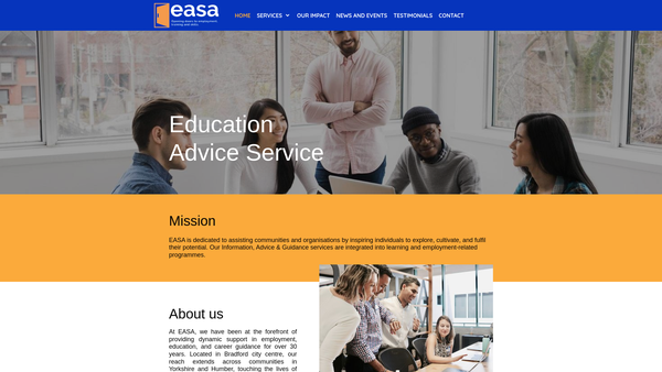 Screenshot of the E.a.s.a. (Education Advice Service For Adults) website