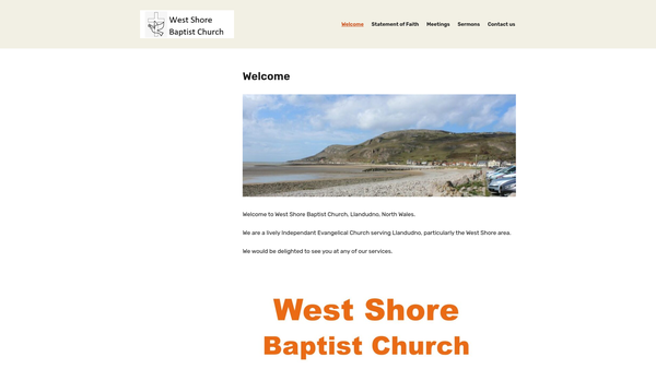 Screenshot of the West Shore Baptist Church website
