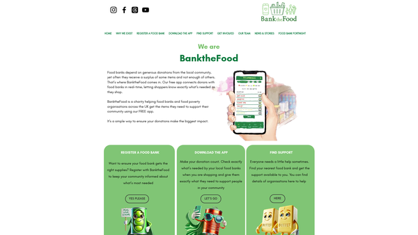 Screenshot of the Bankthefood website