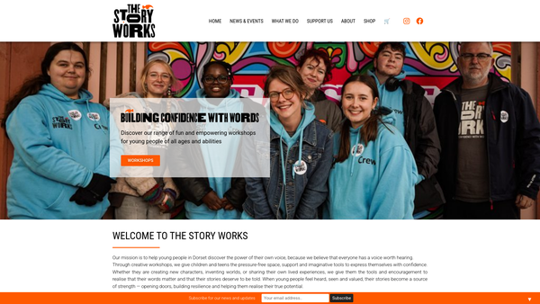 Screenshot of the The Story Works (South) website