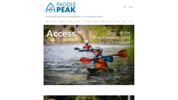 Screenshot of the Paddle Peak website