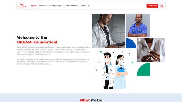 Screenshot of the Dream International Foundation website