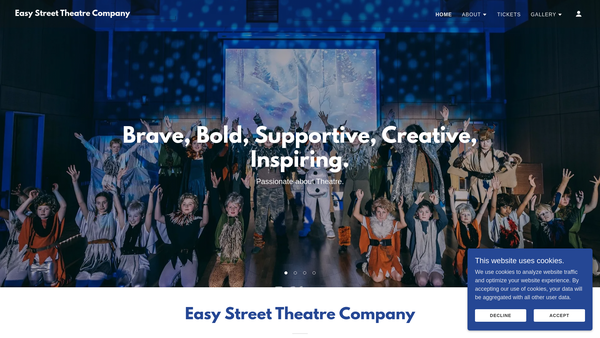 Screenshot of the Easy Street Theatre Company CIO website