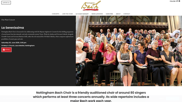 Screenshot of the Nottingham Bach Choir website