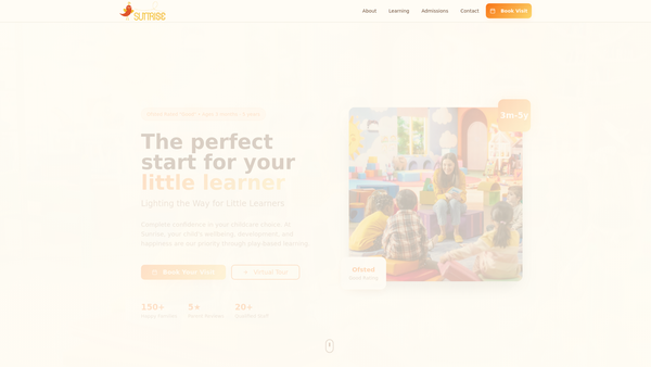 Screenshot of the Sunrise Community Nurseries website