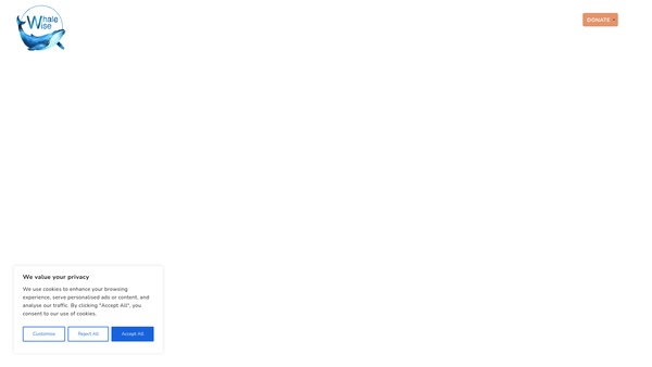 Screenshot of the Whale Wise website