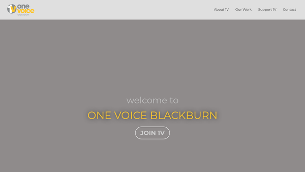 Screenshot of the One Voice Blackburn website
