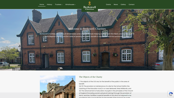 Screenshot of the Berkswell Charities website