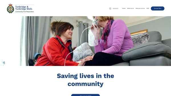 Screenshot of the Tonbridge & Tunbridge Wells Community First Responders website