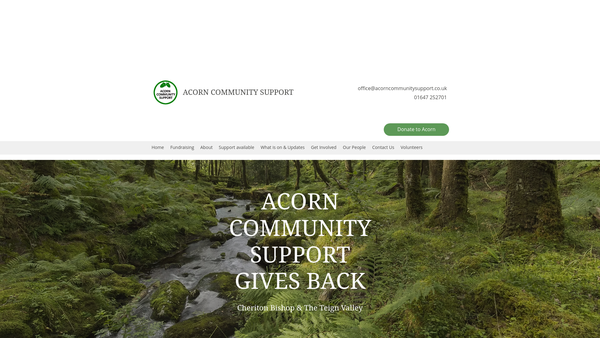 Screenshot of the Acorn Community Support website