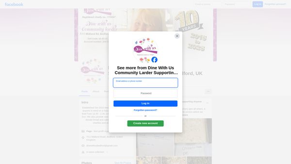 Screenshot of the Dine With US website