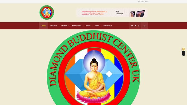 Screenshot of the Diamond Buddhist Centre, UK website