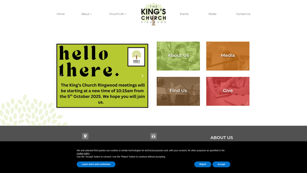 Screenshot of the The King's Church Ringwood website