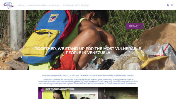 Screenshot of the Care Venezuela website