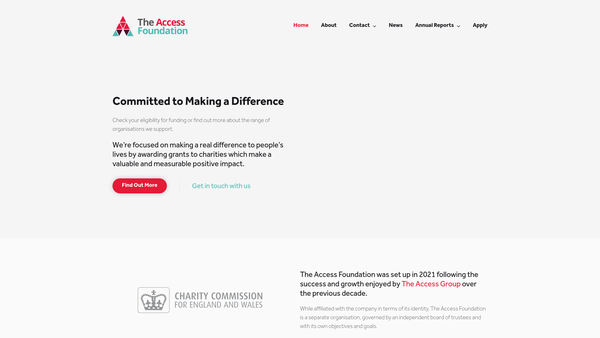 Screenshot of the The Access Foundation website