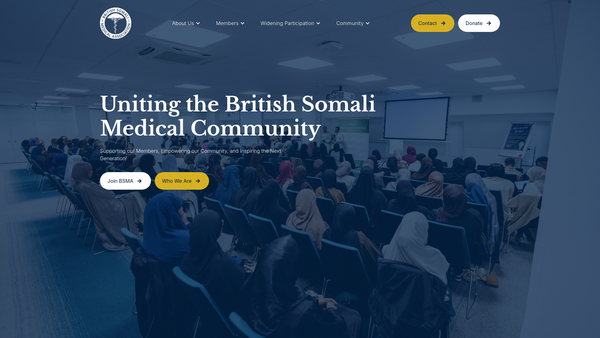Screenshot of the The British Somali Medical Foundation (Bsmf) website