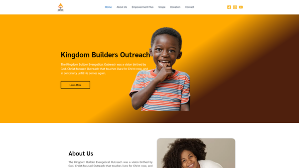 Screenshot of the Kingdom Builders Outreach website