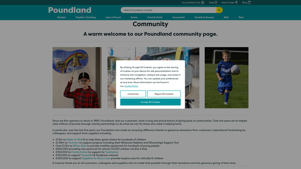 Screenshot of the Poundland Foundation website