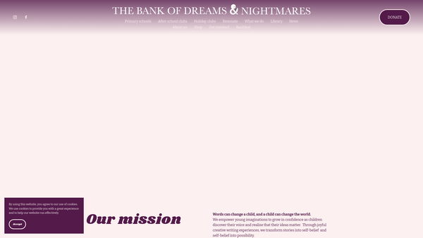 Screenshot of the The Bank Of Dreams And Nightmares website