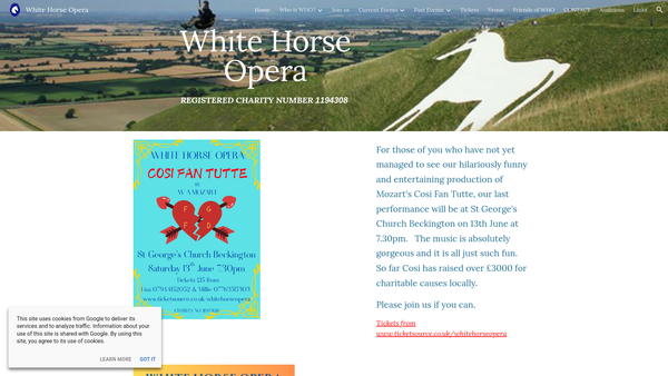 Screenshot of the White Horse Opera website