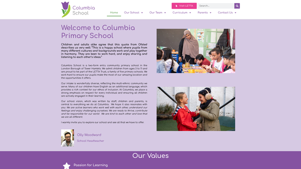 Screenshot of the Friends Of Columbia Primary School website