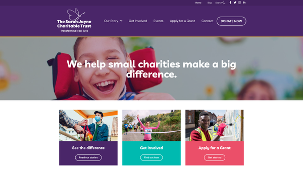 Screenshot of the The Sarah Jayne Charitable Trust website