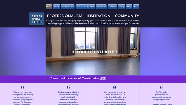 Screenshot of the Brecon Festival Ballet website