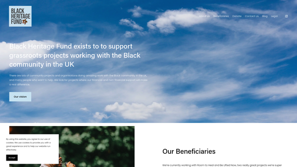 Screenshot of the Black Heritage Fund website