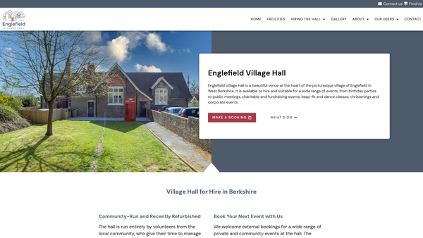 Screenshot of the Englefield Village Hall CIO website