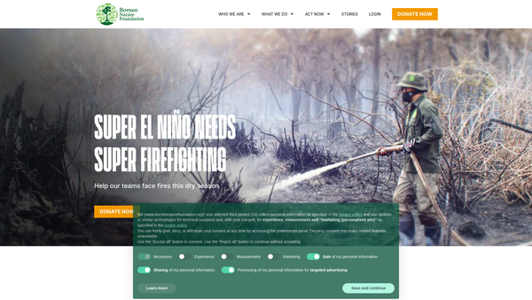 Screenshot of the Borneo Nature Foundation International website