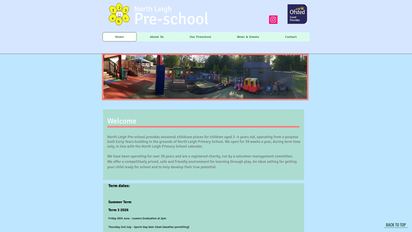 Screenshot of the North Leigh Pre-School website