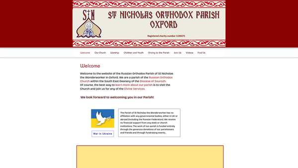 Screenshot of the The Orthodox Parish of St Nicholas, Oxford website