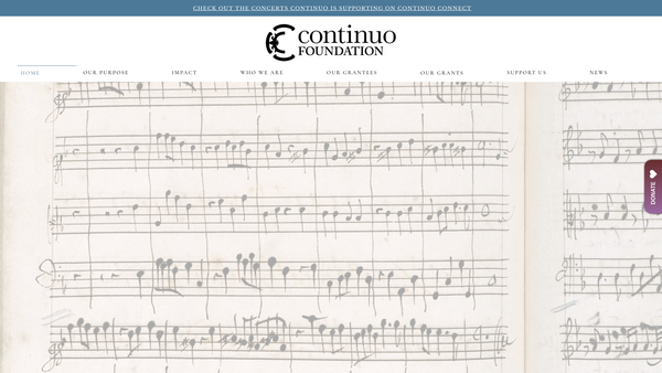 Screenshot of the Continuo Foundation website