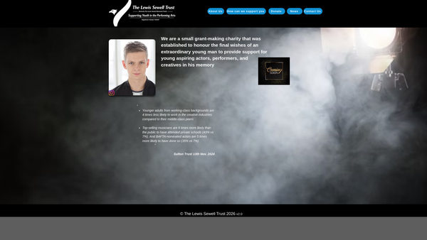 Screenshot of the The Lewis Sewell Memorial Trust website