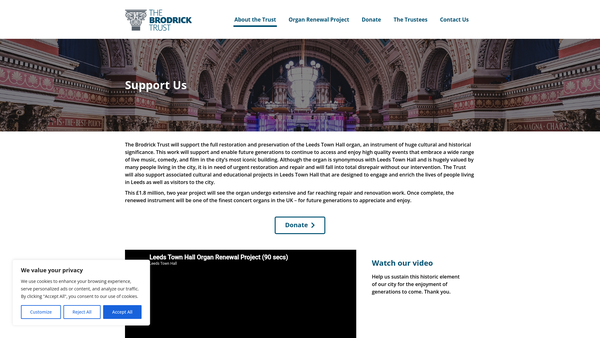 Screenshot of the The Brodrick Trust website