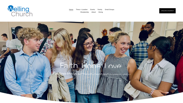 Screenshot of the Welling Evangelical Free Church website