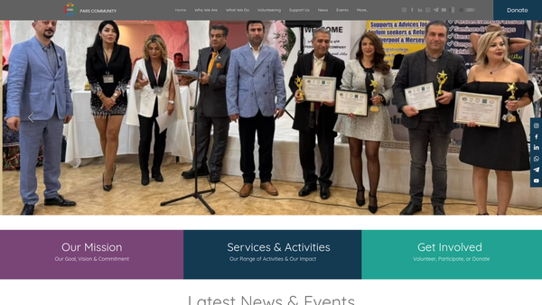Screenshot of the Pars Community website