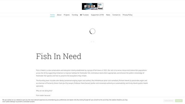 Screenshot of the Fish In Need website