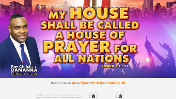 Screenshot of the All Nations Christian Church, UK (Ancc), (House Of Prayer), Destiny Centre website