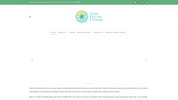 Screenshot of the Faith For The Climate website