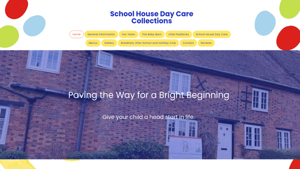 Screenshot of the School House Day Care website