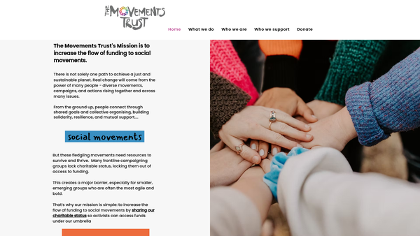 Screenshot of the The Movements Trust Limited website