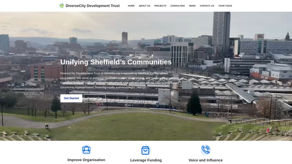 Screenshot of the Diversecity Development Trust website