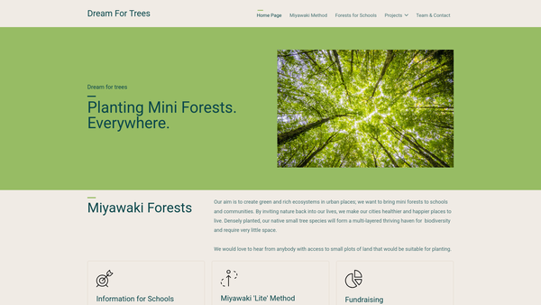 Screenshot of the Dream For Trees website