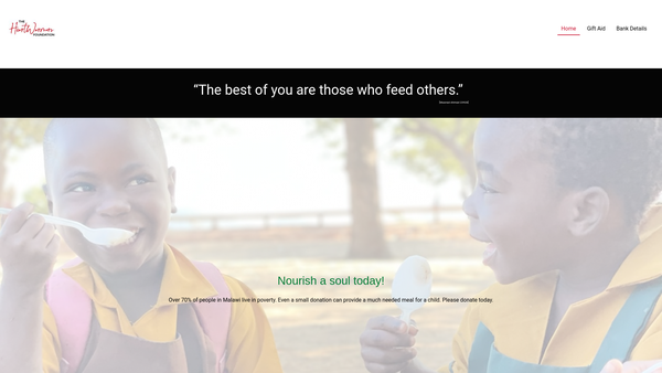 Screenshot of the The Heartwarmers Foundation website