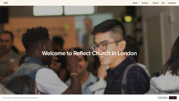 Screenshot of the Reflect Church website