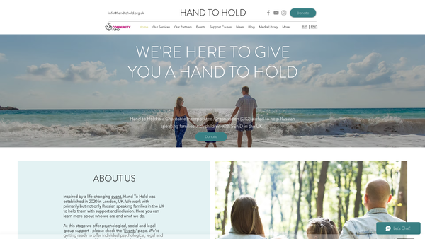 Screenshot of the Hand To Hold website