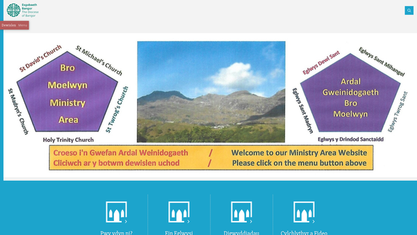 Screenshot of the Ardal Gweinidogaeth Bro Moelwyn Ministry Area website
