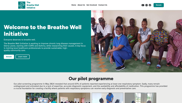 Screenshot of the The Breathe Well Initiative website